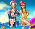 Elsa ve Anna Sahilde